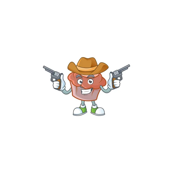 Cartoon brioche krém cowboy karakter — Stock Vector