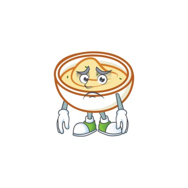 Maskot karakterli lezzetli patates püresi.