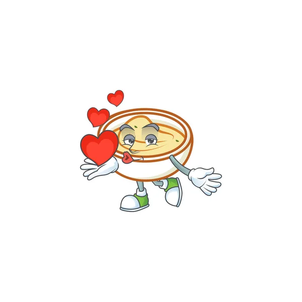 Délicieuses purée de pommes de terre au caractère mascotte de coeur — Image vectorielle