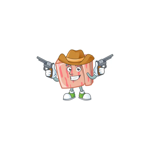 Caricature de viande fraîche avec forme de personnage de cow-boy — Image vectorielle