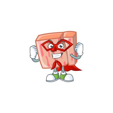 Süper kahraman maskotlu yemek için et..