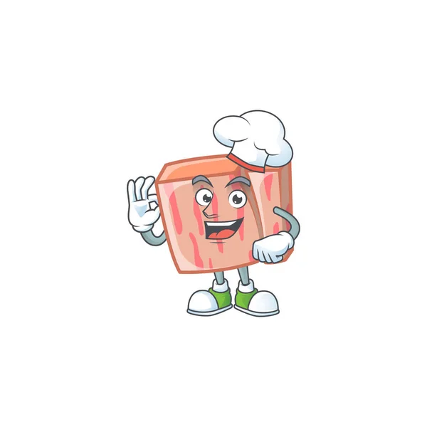 Carne para alimentos ingredientes com mascote chef . — Vetor de Stock