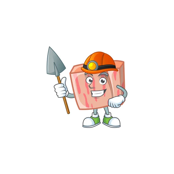 Meat with miner character on white background — Stock Vector