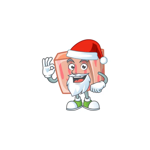 Cartoon meat in the character mascot santa claus — Stock Vector