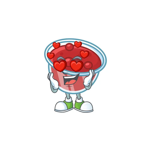 Frische Canberries Sauce mit verliebter Cartoon-Figur. — Stockvektor