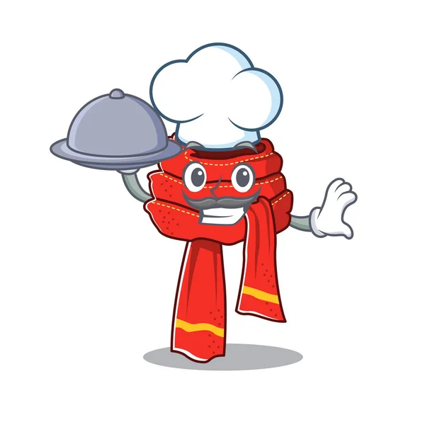 Chef com lenço de comida desenhos animados com a forma do personagem — Vetor de Stock