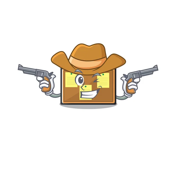 Placa de boletim de cowboy com a forma de desenho animado — Vetor de Stock