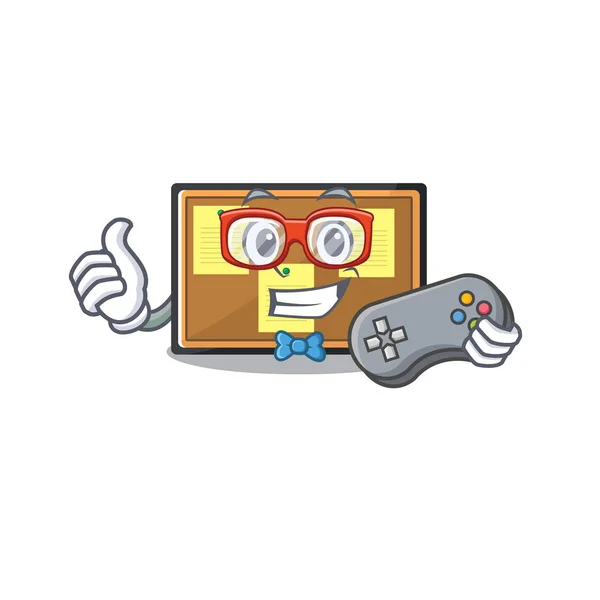 Gamer prikbord geïsoleerd in de mascotte — Stockvector