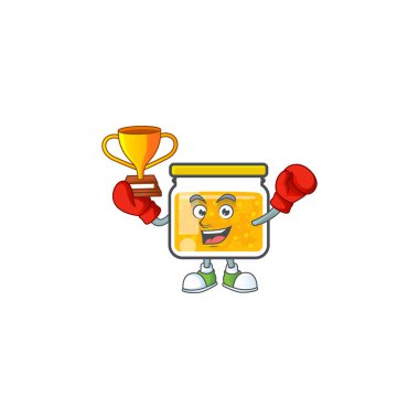 Kavanozda taze reçel çizgi film karakteri boks şampiyonu.