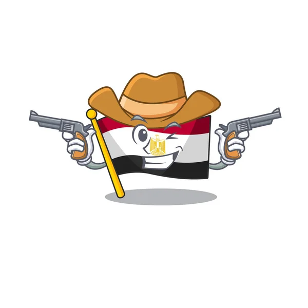 Cowboy drapeau egypte mascotte la forme du personnage — Image vectorielle