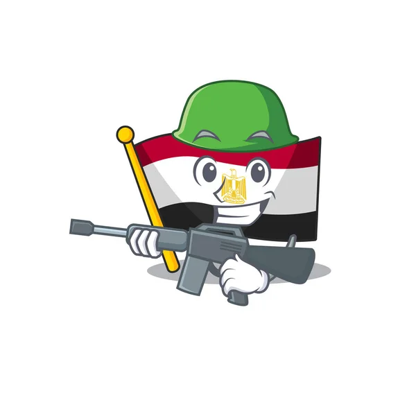 Exército bandeira egito mascote a forma do personagem —  Vetores de Stock