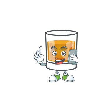 Elinde telefon olan çizgi film karakteri likör viskisi..