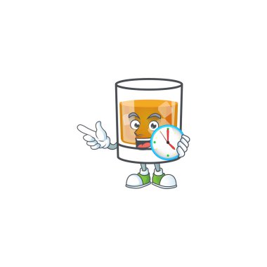 Bardakta viski, yanında saat maskotu getir.