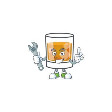 Soğuk viski çizgi film karakteri izole edilmiş bir tamirci..