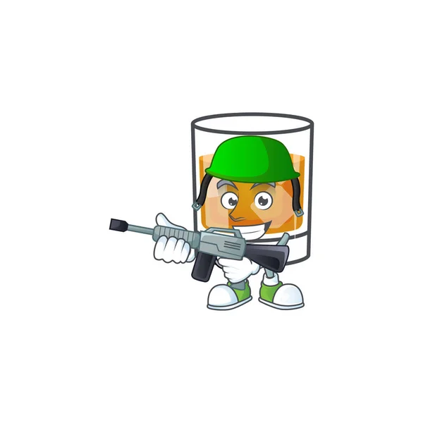 Uísque de bebida no exército de personagens de desenhos animados . — Vetor de Stock