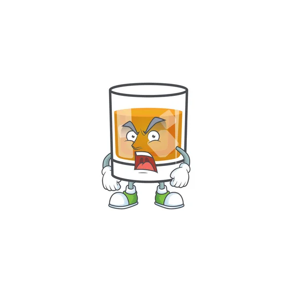 Whisky avec caractère en colère sur fond blanc — Image vectorielle