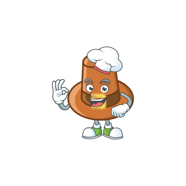 Cute brown pilgrim hat in chef mascot. — Stock Vector