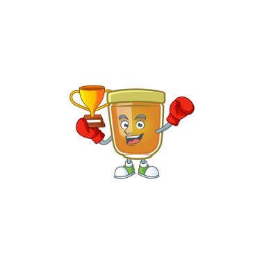 Sıvı bal çizgi film karakteri ve maskot boks şampiyonu.
