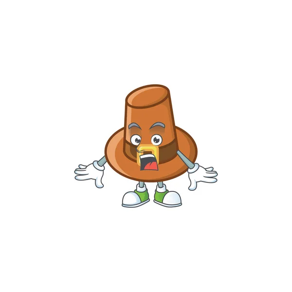 Objeto sombrero peregrino marrón con carácter sorprendido — Vector de stock