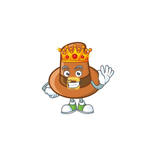 Brown pilgrim hat cartoon with mascot king — Stock Vector