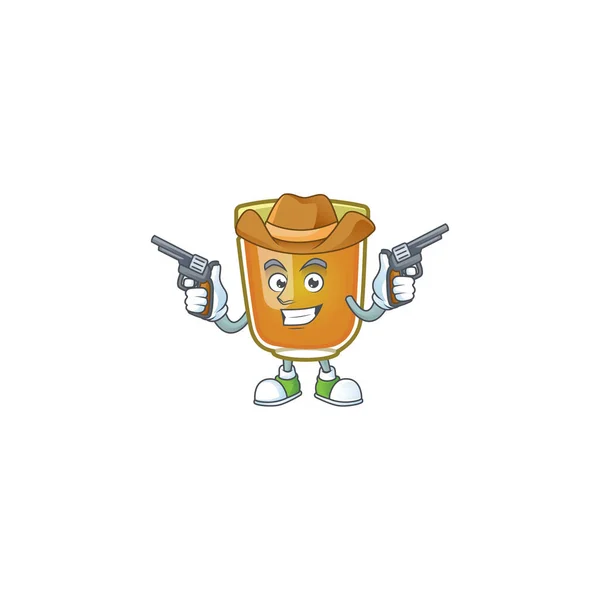 Honey in jar with cowboy character shape. — Stock Vector