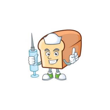 Hemşire çizgi film karakteri şeklinde beyaz ekmek.