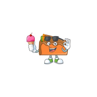 Tatlı pastası çizgi film karakteri maskotu dondurmalı.