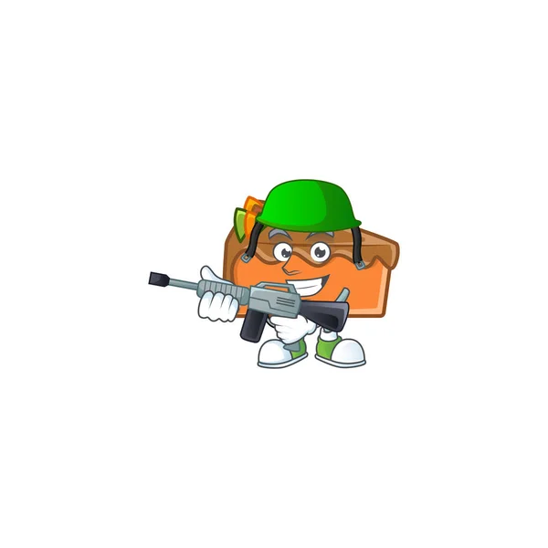 Rebanada de chocolate pastel con el ejército de mascotas . — Vector de stock