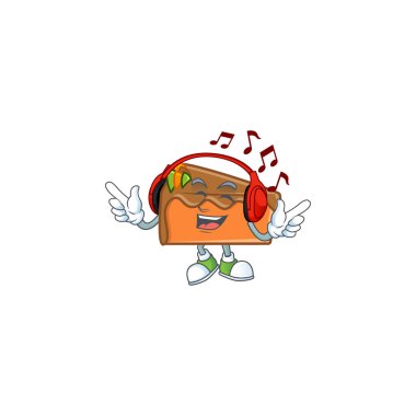 Çizgi film karakterinde müzik dinleyen bir pasta..