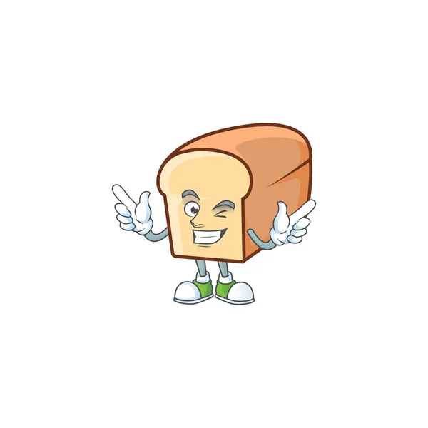 Pan blanco con forma de personaje de dibujos animados guiño . — Archivo Imágenes Vectoriales