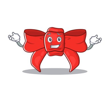 Sırıtan kırmızı kurdele yayı karakteri izole etti.