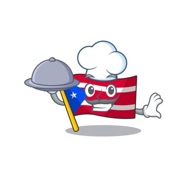 Porto Riko 'da yemek bayrağı taşıyan bir şef.