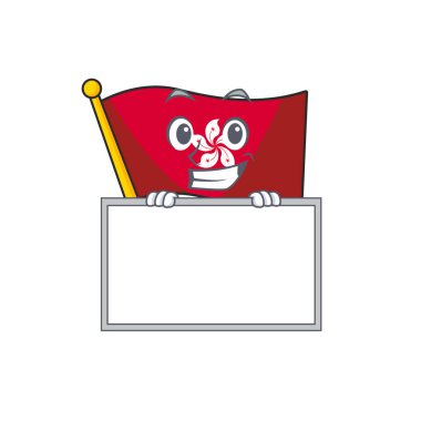 Pano bayrağı ile sırıtarak Hong Kong çizgi filmi karakteri izole etti