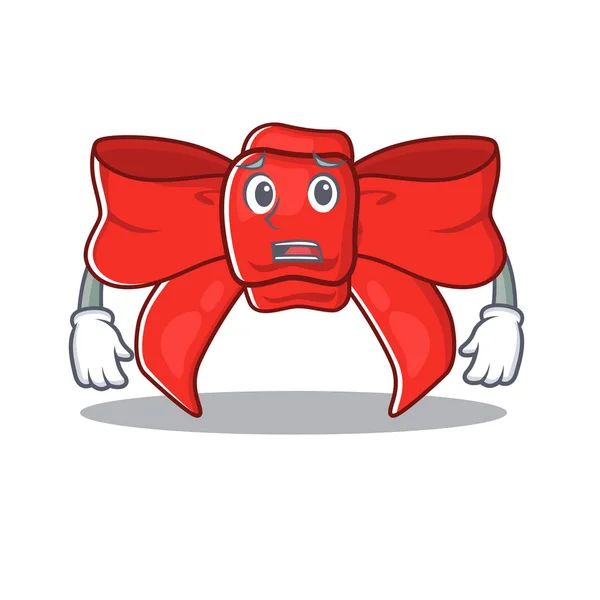 Takut pita merah busur bentuk maskot - Stok Vektor