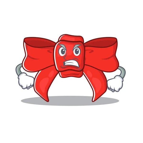 Pita merah marah busur yang berbentuk maskot - Stok Vektor