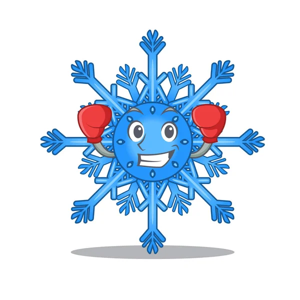 Boxe desenhos animados floco de neve com a forma do personagem —  Vetores de Stock