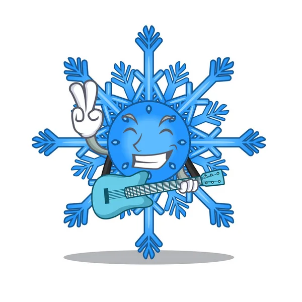 Com floco de neve guitarra isolado com na mascote —  Vetores de Stock