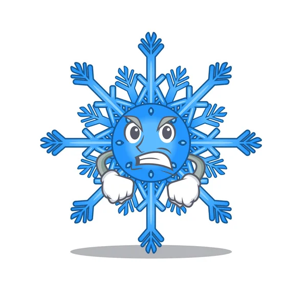 Floco de neve irritado isolado com a mascote — Vetor de Stock