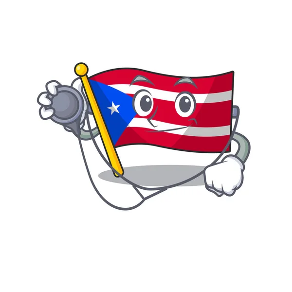 Doctor flag puerto rico in the cartoon — Stock Vector