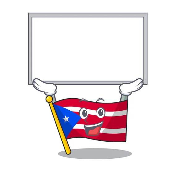 Up board bandeira porto rico no desenho animado —  Vetores de Stock