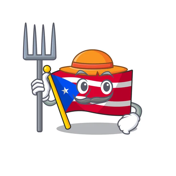 Farmer flag puerto rico in the cartoon — Stock Vector