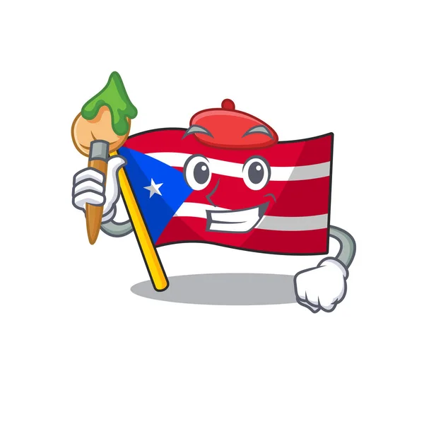 Artist flag puerto rico in the cartoon — Stock Vector