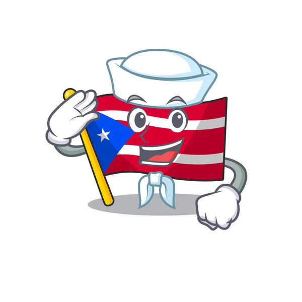 Sailor flag puerto rico in the cartoon — Stock Vector