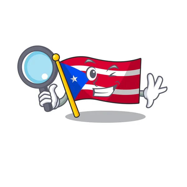 Detective flag puerto rico with the character — Stock Vector