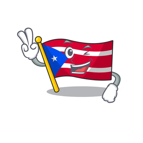 Two finger flag puerto rico with the character — Stock Vector