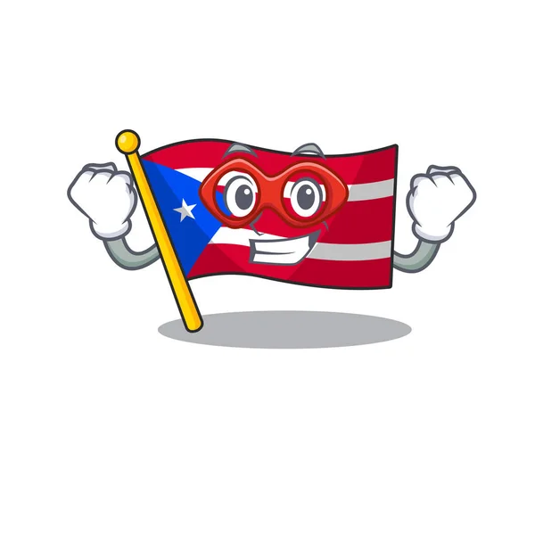 Super hjälte flagga puerto rico med karaktär — Stock vektor