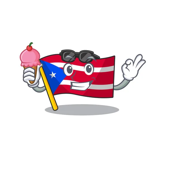 With ice cream flag puerto rico with the character — Stock Vector