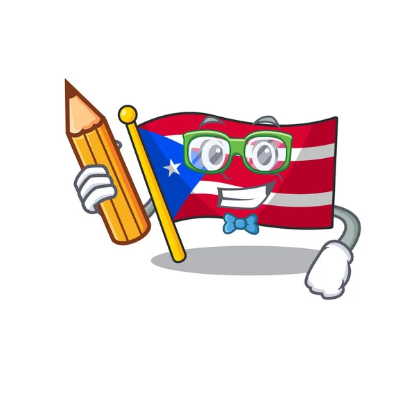 Student flag puerto rico with the character — Stock Vector