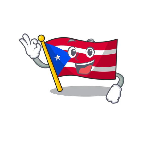 Okay flag puerto rico with the character — Stock Vector
