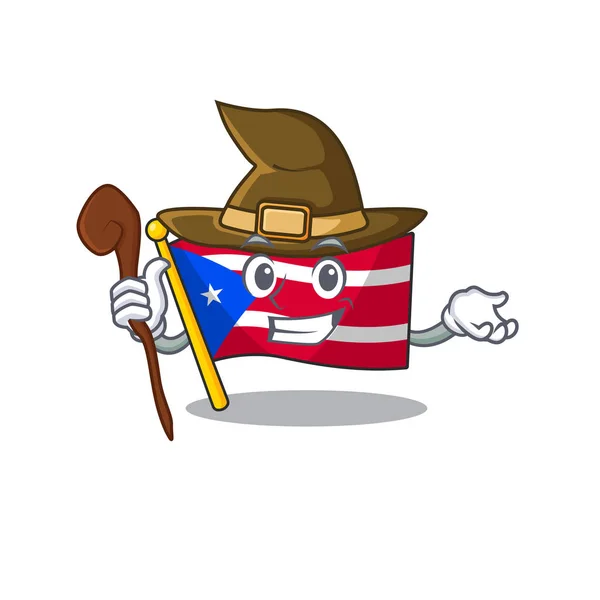 Witch flag puerto rico on a cartoon — Stock Vector